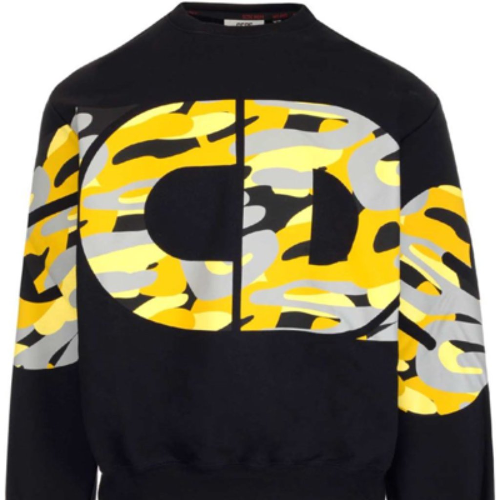 Gcds Men's Camouflage Logo Print 100% Cotton Sweatshirt